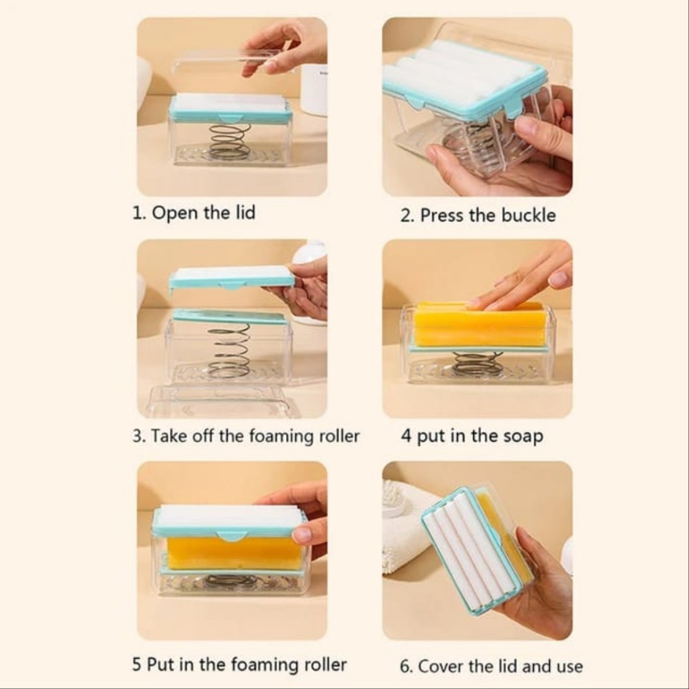 2-in-1 Foam Rich Soap Box with Drain | Quick Dry Soap Saver