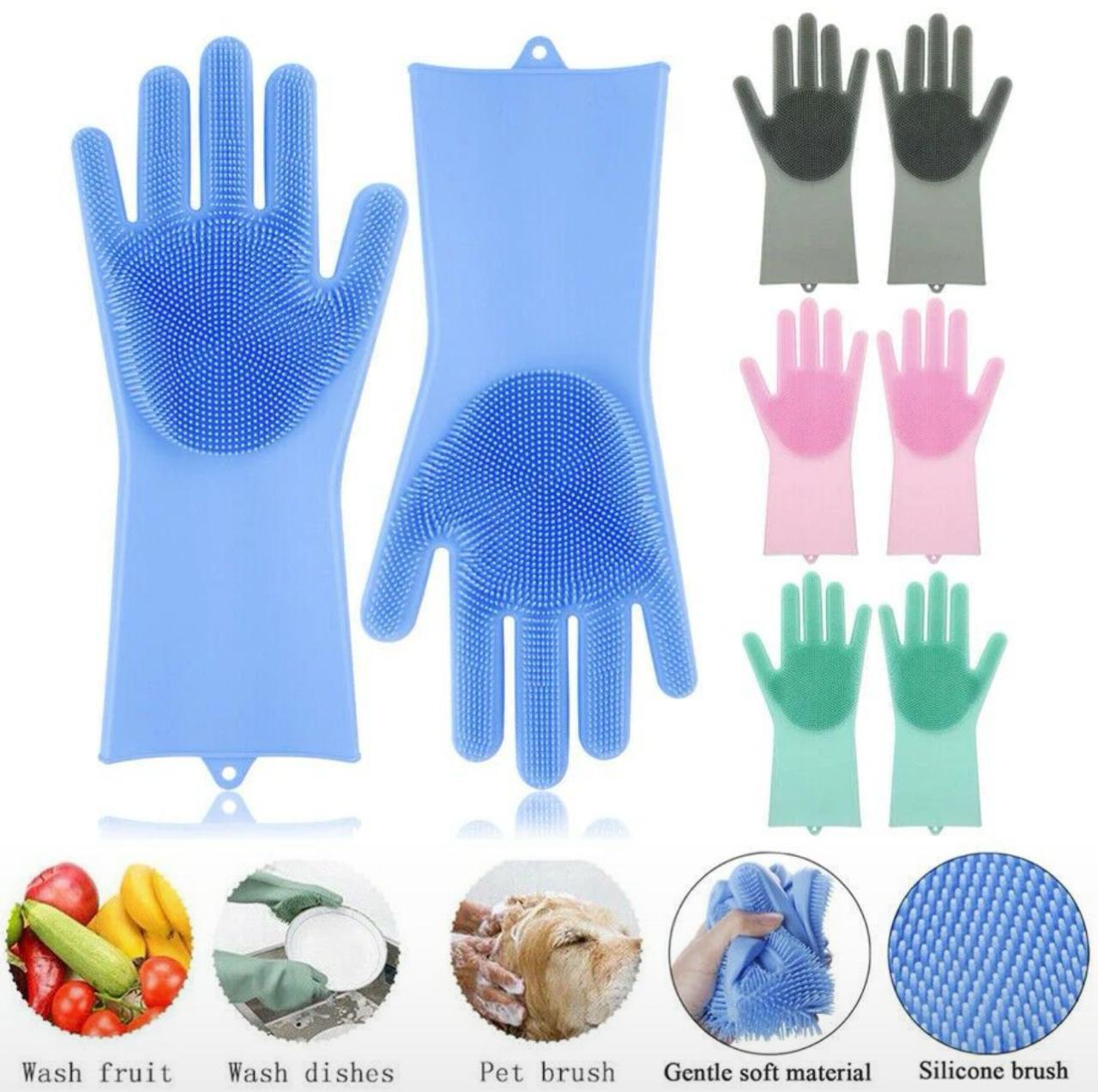 Reusable Magic Dish washing Gloves with scrubber