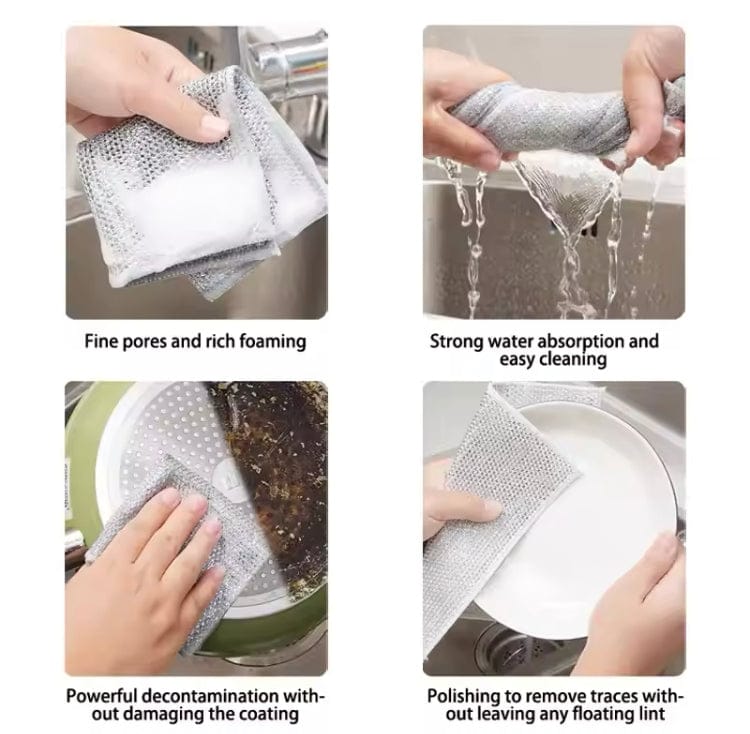 Double-Sided Mesh Steel Wire Dishcloth-Perfect for Kitchen Cleaning & Dishwashing