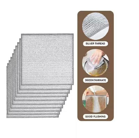 Double-Sided Mesh Steel Wire Dishcloth-Perfect for Kitchen Cleaning & Dishwashing