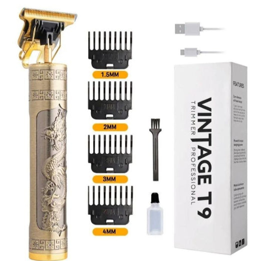 Original Vintage T9 Professional USB   Rechargeable Steel Body Cordless Hair Shaver Trimmer Kit Electric Beard Clipper Barber Trimmer