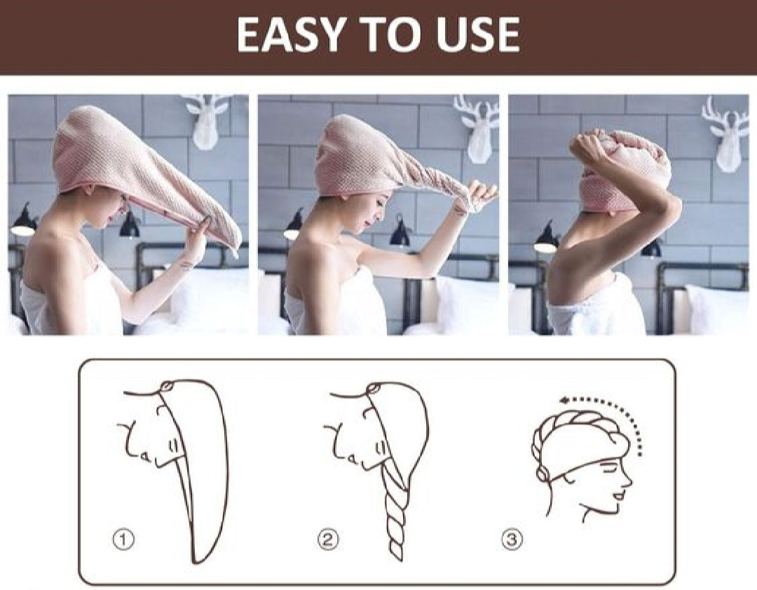 1pc Microfiber Hair Towel Fast Drying Dryer Towel Women Wrap Head Absorption Water Bath Hat