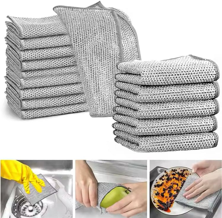 Double-Sided Mesh Steel Wire Dishcloth-Perfect for Kitchen Cleaning & Dishwashing