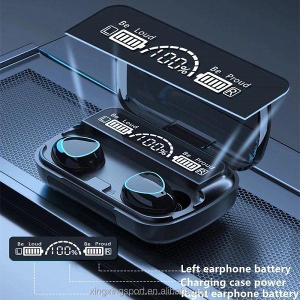 M10 Digital Display case Earbuds, Black