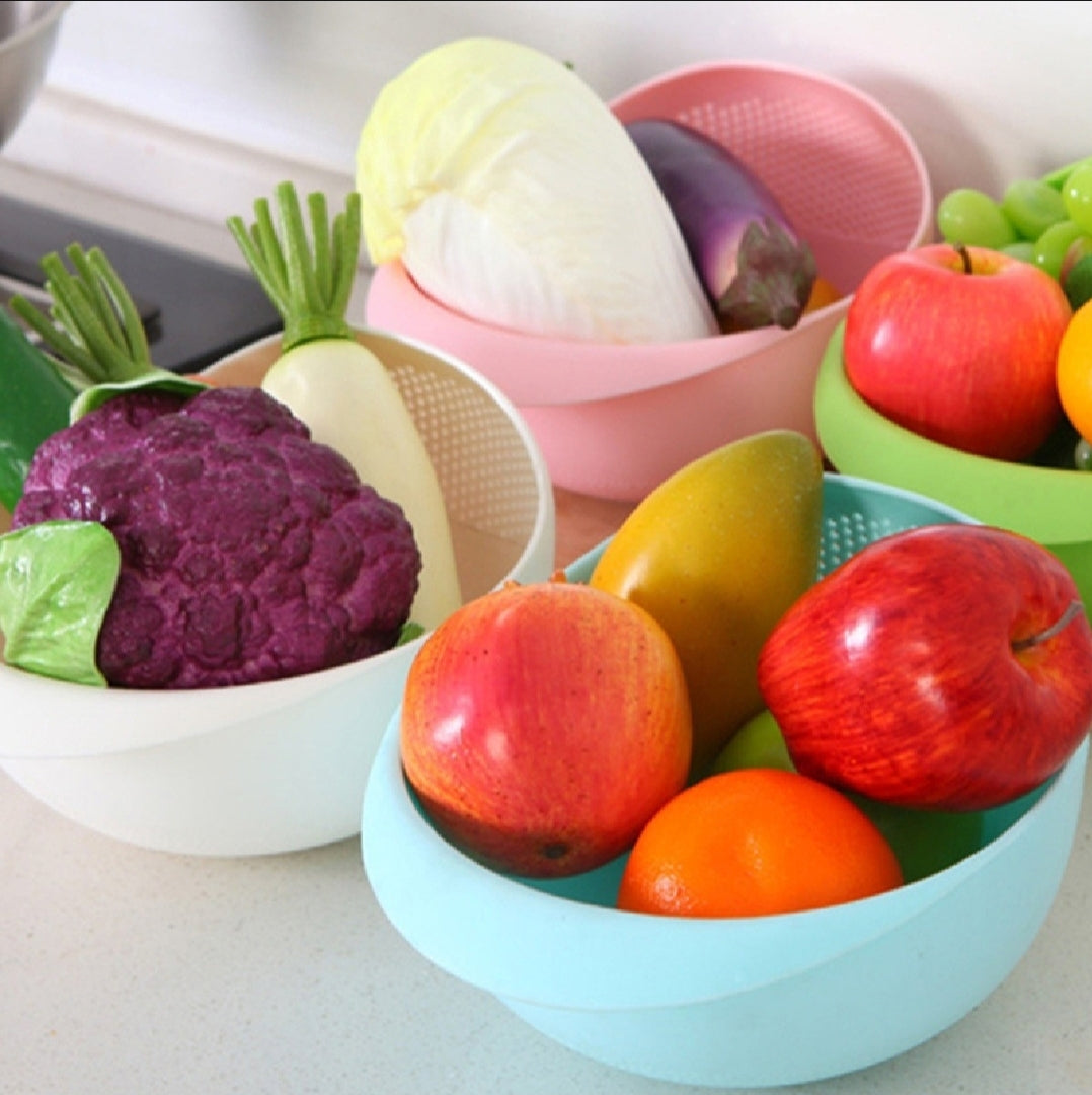 Portable Multifunctional Rice Washing Sieve Stackable with Hanging Hole Drain Basket Large Capacity Fruit Plate