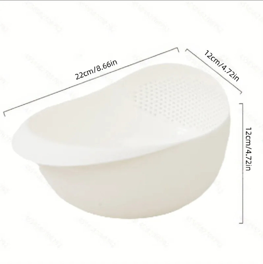 Portable Multifunctional Rice Washing Sieve Stackable with Hanging Hole Drain Basket Large Capacity Fruit Plate
