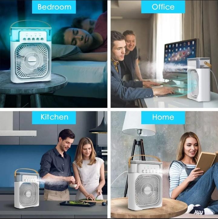 4-In-1 Multi-Functional Portable Air Humidifier Cooling USB Fan With 7-Color Night Light