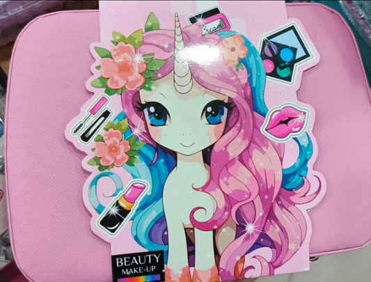 2 in 1 Beauty Makeup Kit Bag Toy for Kids, Best High Quality Gift for Girls, Unicorn Safety Cosmetics Box