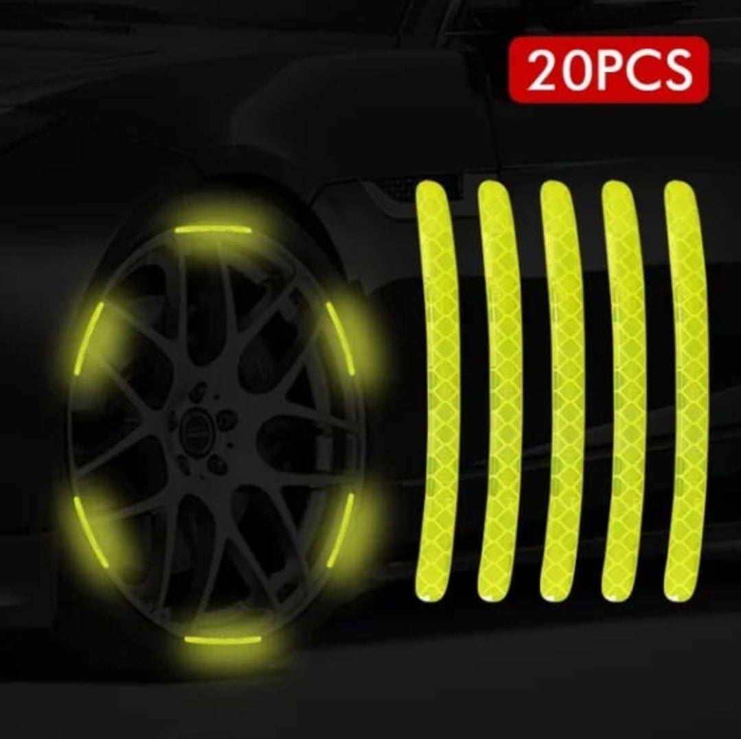 (20pcs) Wheel Center Reflective Stickers Stripe | Wheel Hub Sticker For Car, Bicycle, Motorcycle | Car Warning Sticker