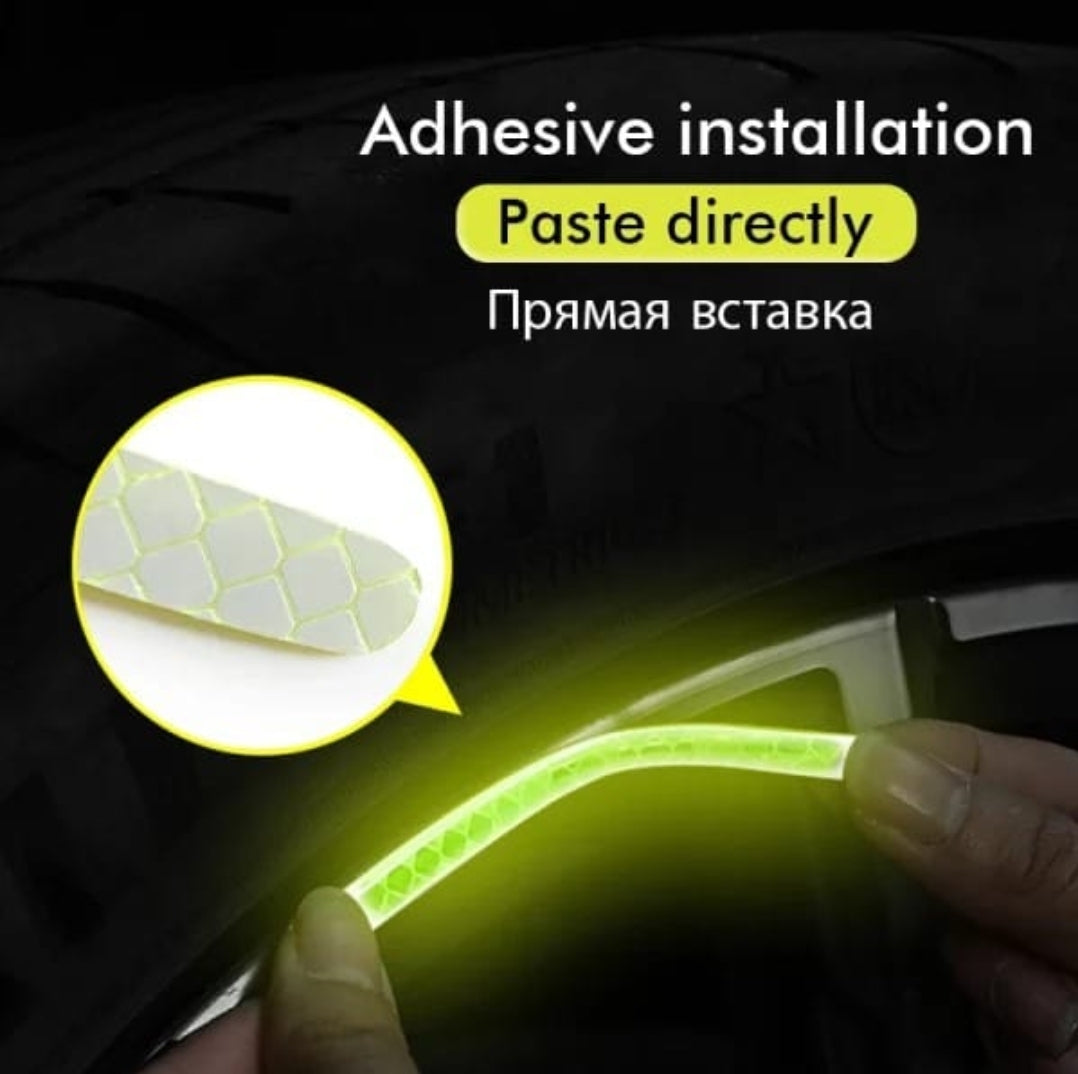 (20pcs) Wheel Center Reflective Stickers Stripe | Wheel Hub Sticker For Car, Bicycle, Motorcycle | Car Warning Sticker