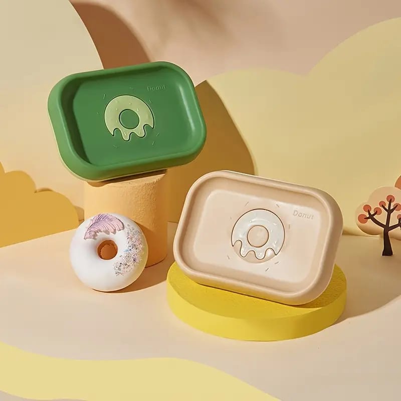 Creative Cute Soap Dish, Donut Pattern Soap Tray, Soap Holder For Bathroom