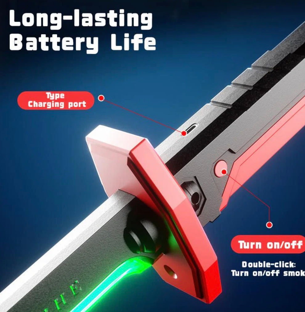 SparkBlade LED Katana Sword with Smoke & Spark Effect | Light-Up Action Toy