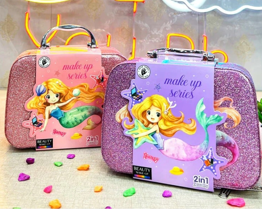 2 in 1 Beauty Makeup Kit Bag Toy for Kids, Best High Quality Gift for Girls, Unicorn Safety Cosmetics Box