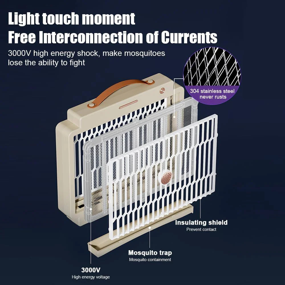 Mosquito Zapper Indoor for Home 3000V Electric Bug Zapper Built-in 1800mAh