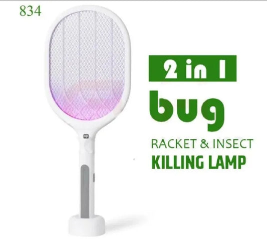 Autokill 2-in-1 Mosquito Bat Racket Killer Mosquito Killer lamp Rechargeable Handheld Electric Fly Swatter Mosquito Killer Racket Insect Killer Bat with UV Light Lamp, LED Light