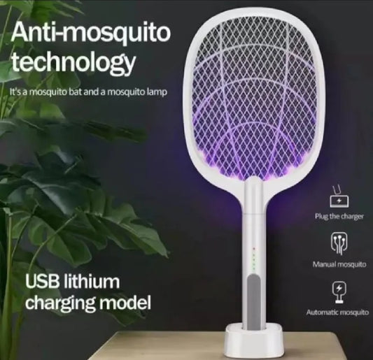 Autokill 2-in-1 Mosquito Bat Racket Killer Mosquito Killer lamp Rechargeable Handheld Electric Fly Swatter Mosquito Killer Racket Insect Killer Bat with UV Light Lamp, LED Light