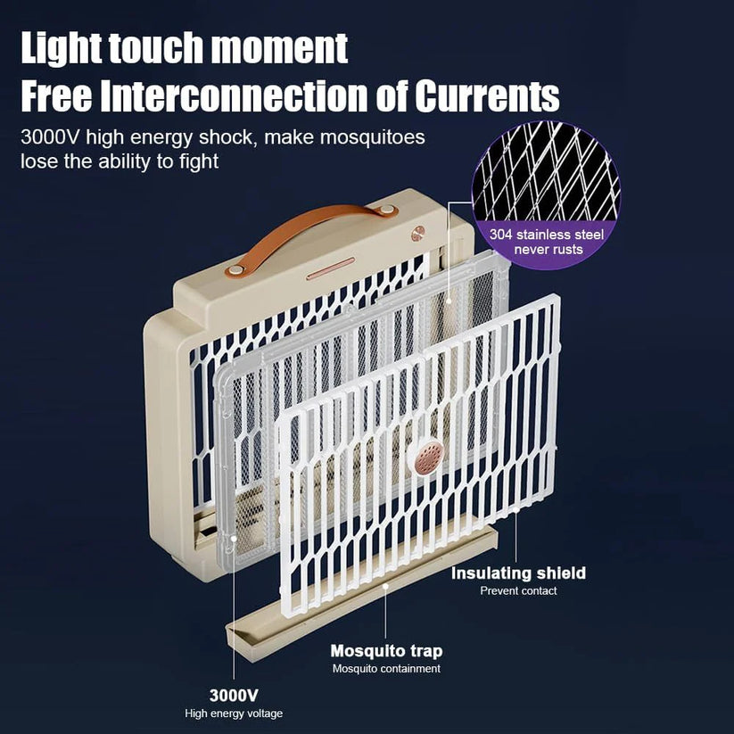 Mosquito Zapper Indoor for Home 3000V Electric Bug Zapper Built-in 1800mAh