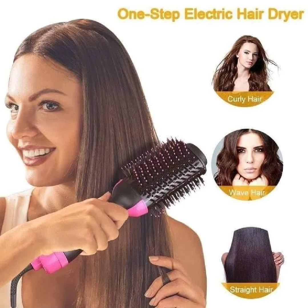 One Step Blow Hair Dryer and Volumizer Brush | Hot Air Brush Hair Styler for Straightening & Curl