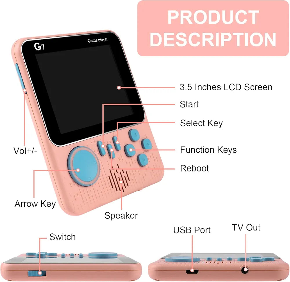 Handheld-Video Game Console 3.5 inch 666 in 1 Portable Retro Portable Nostalgic Games Console mini game player for kids tv g7 handheld-party favor built-in 666 games G7 game