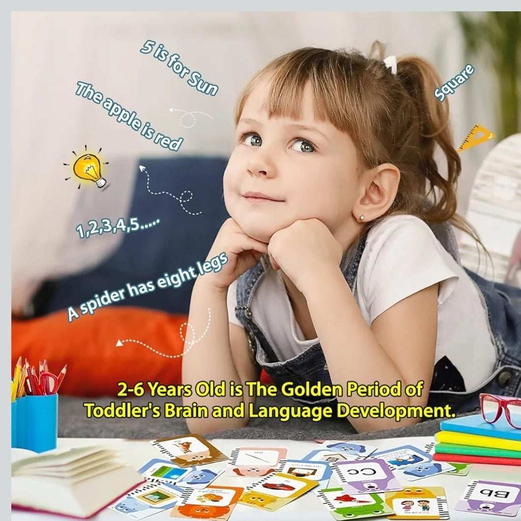 English-Arabic Flash Cards Learning Machine for Toddlers | 198 Cards, 396 Words | Educational Toy for 3-6 Year Old Speech Therapy, Word Games, Early Education