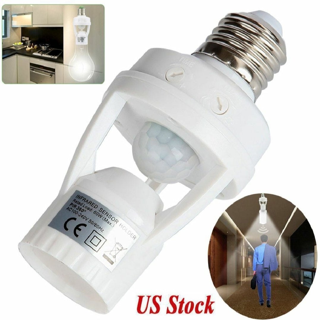 PIR Human Body Motion Sensor LED Lamp with Control Switch Bulb Socket Suitable For E27 Screw Socket Light Bulbs Security Sensor
