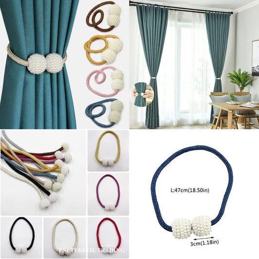 Curtain Tiebacks  Holdbacks Magnetic,Pearl Curtain Tie Backs for Home and Office Decoration